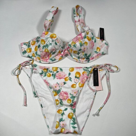 Victoria Secret 36B M Wicked Bikini Top Bottom Set Lemon Floral Print VLV - Picture 6 of 14